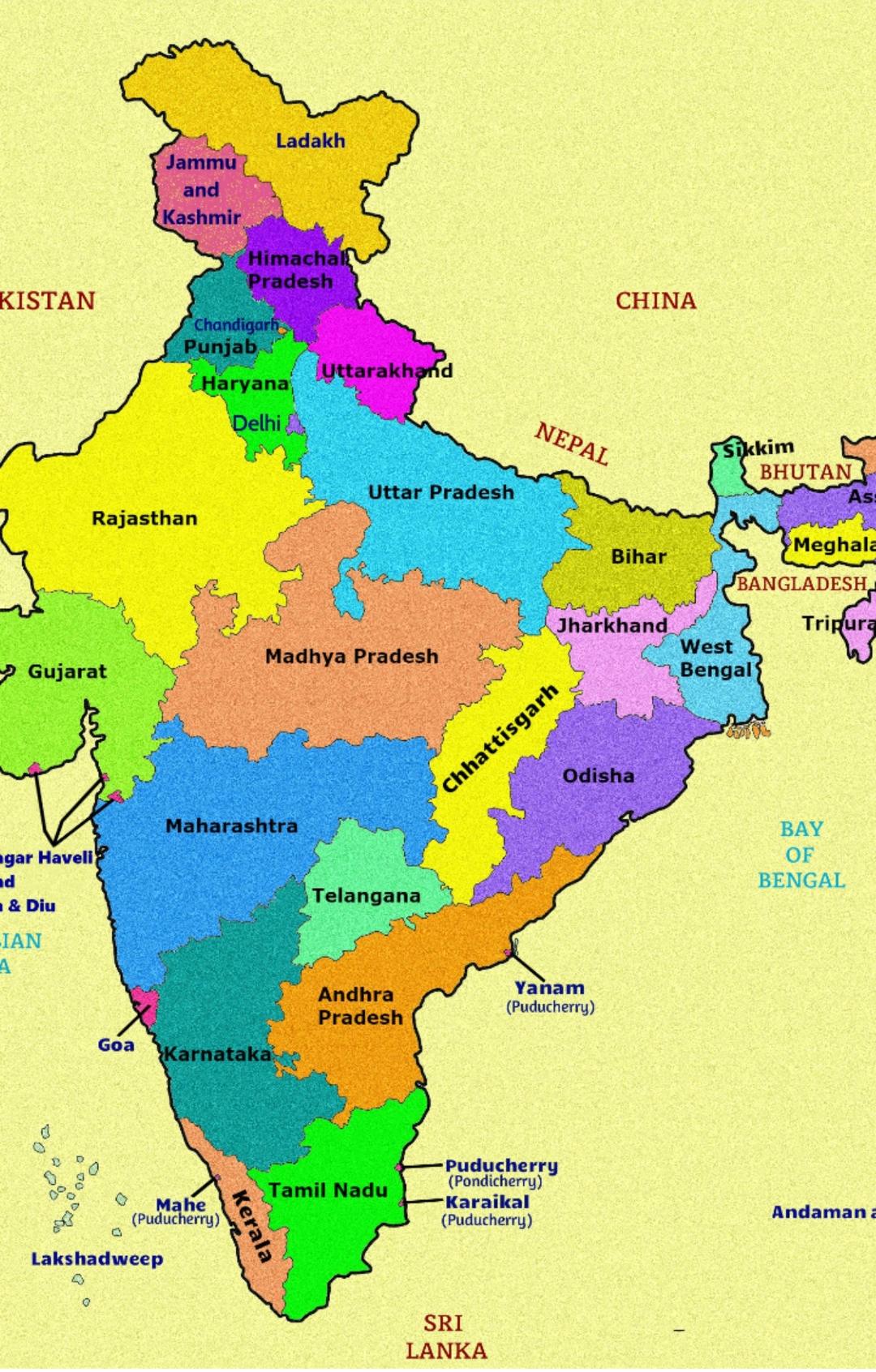 India Map & Capitals