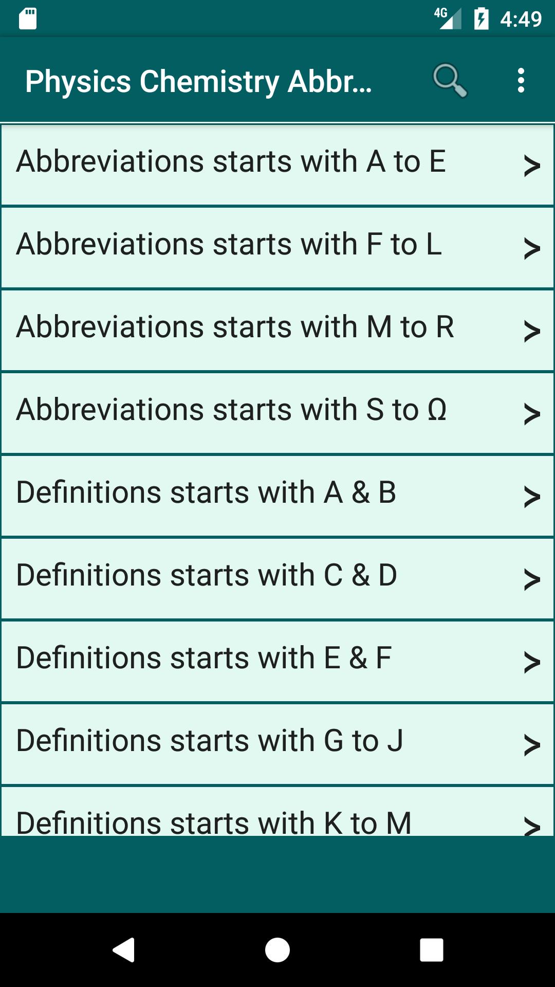 Physics, Chemistry Abr & Defs